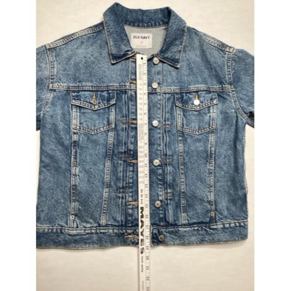 Old Navy Jean Jacket Womens Relaxed Denim Jacket Destructed 90's Grunge Layering - Picture 7 of 10